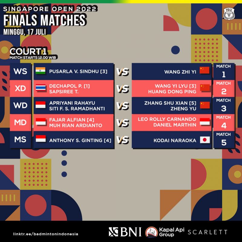 jadwal final bulu tangkis singapore open 2022